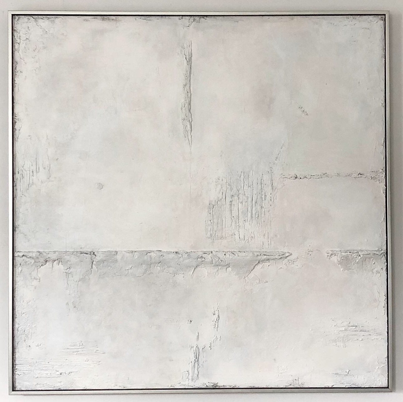  White Linear Series  2019  120 x 120cm  Mixed Media on Board 