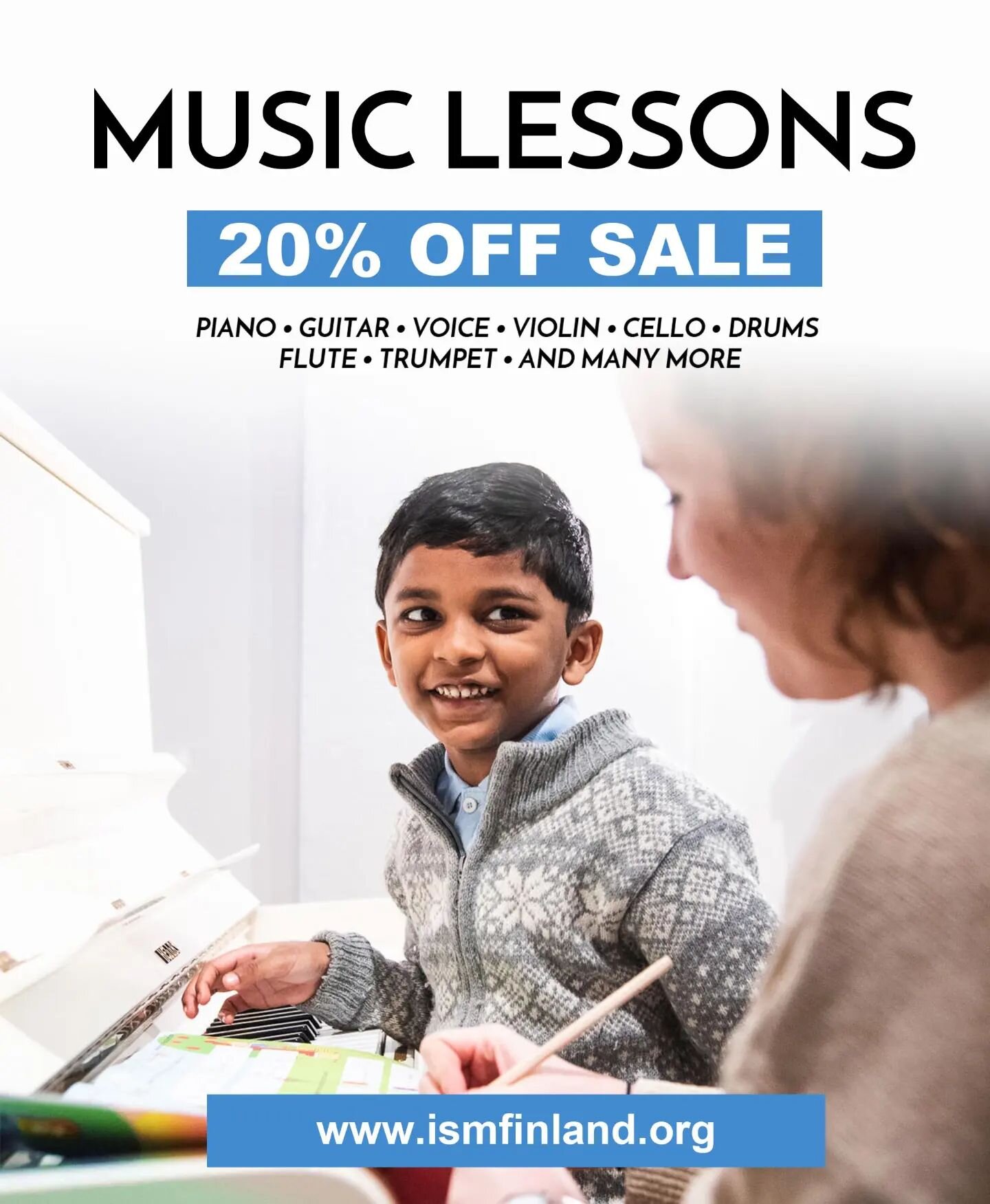 Now's a great time to start music lessons! The International School of Music @ismfinland has a 20% off sale on trial lessons until&nbsp;31.8.2022. They provide lessons in English, Finnish, Italian, Lithuanian, Croatian, Spanish during the weekdays at