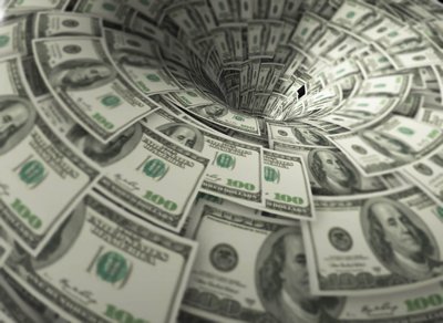Money getting sucked down a black hole