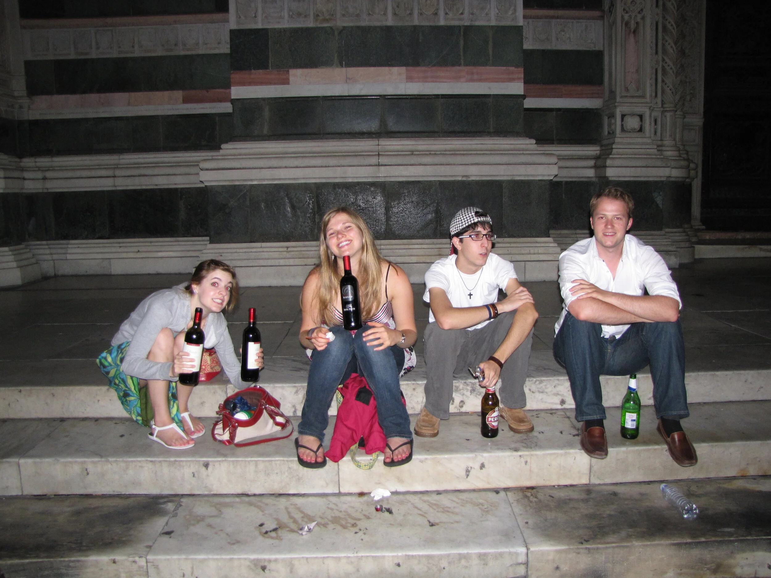 Drinking on the steps of il dumo- very classy