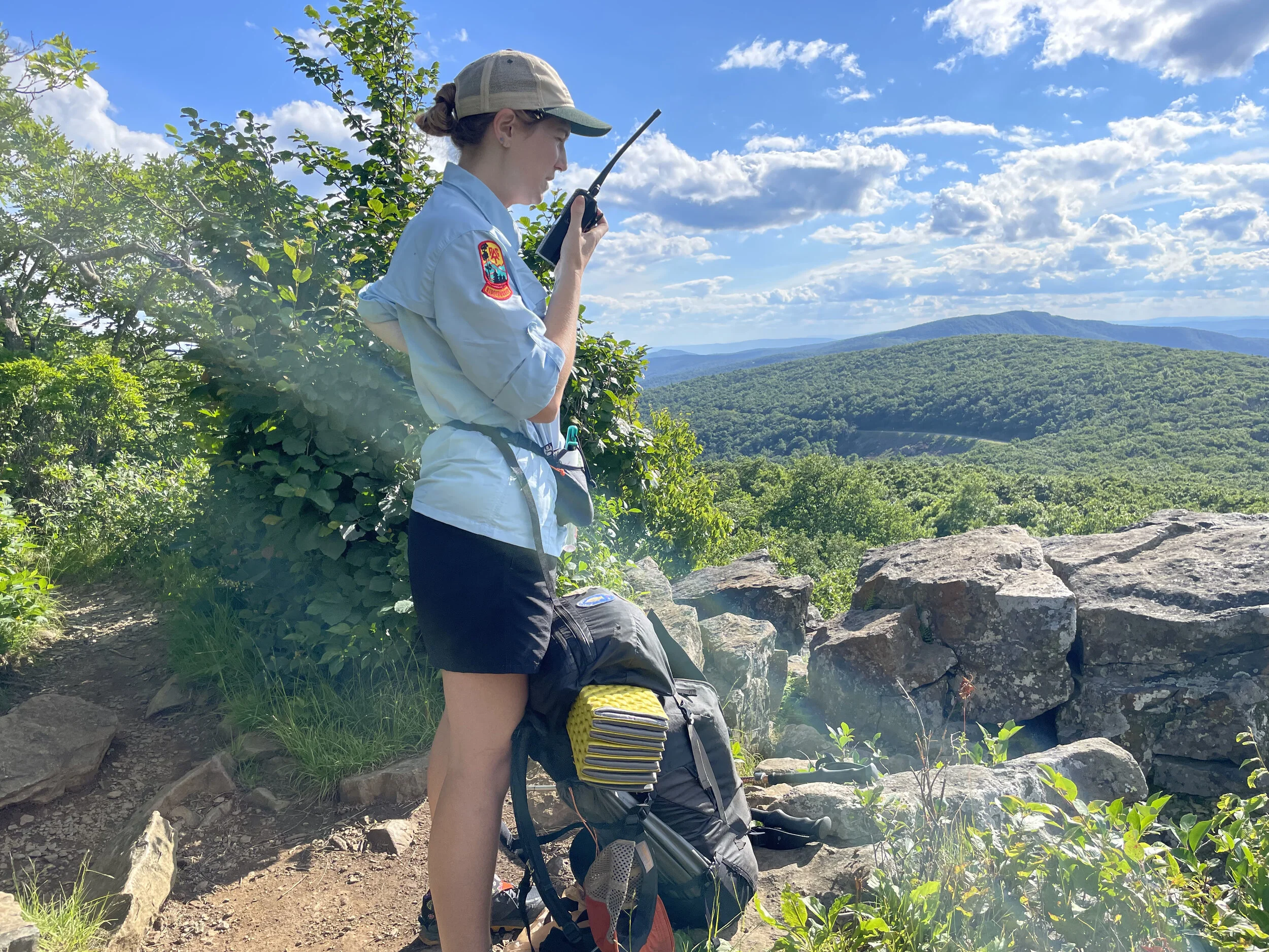 Radioing in to dispatch, photo by Jim Fetig
