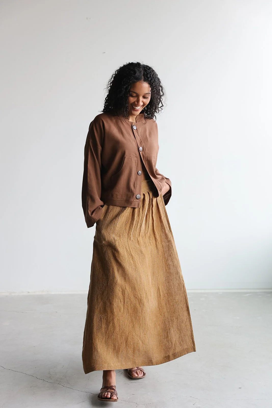 nomi-designs-linen-jacket-cocoa-wrap-skir-ginger-front.jpg