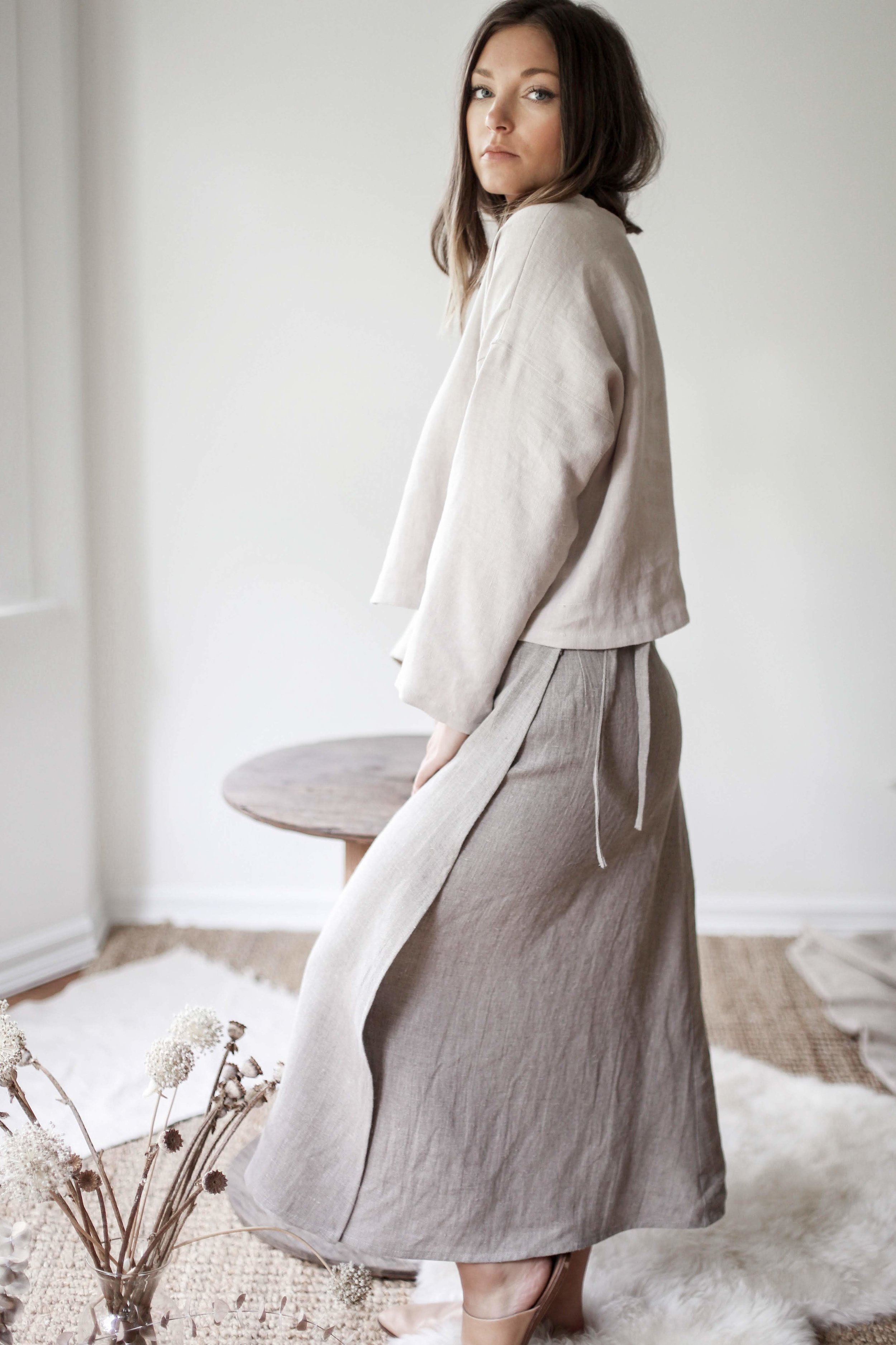 nomi-designs_madison-long-sleeve-top_gleam_natural-linen-top_side-with-wrap-skirt.jpg