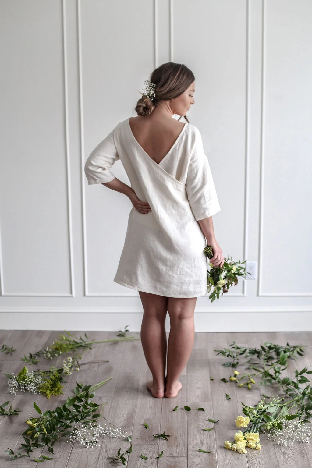 Salma 3/4 Sleeve Dress/Tunic - Ivory
