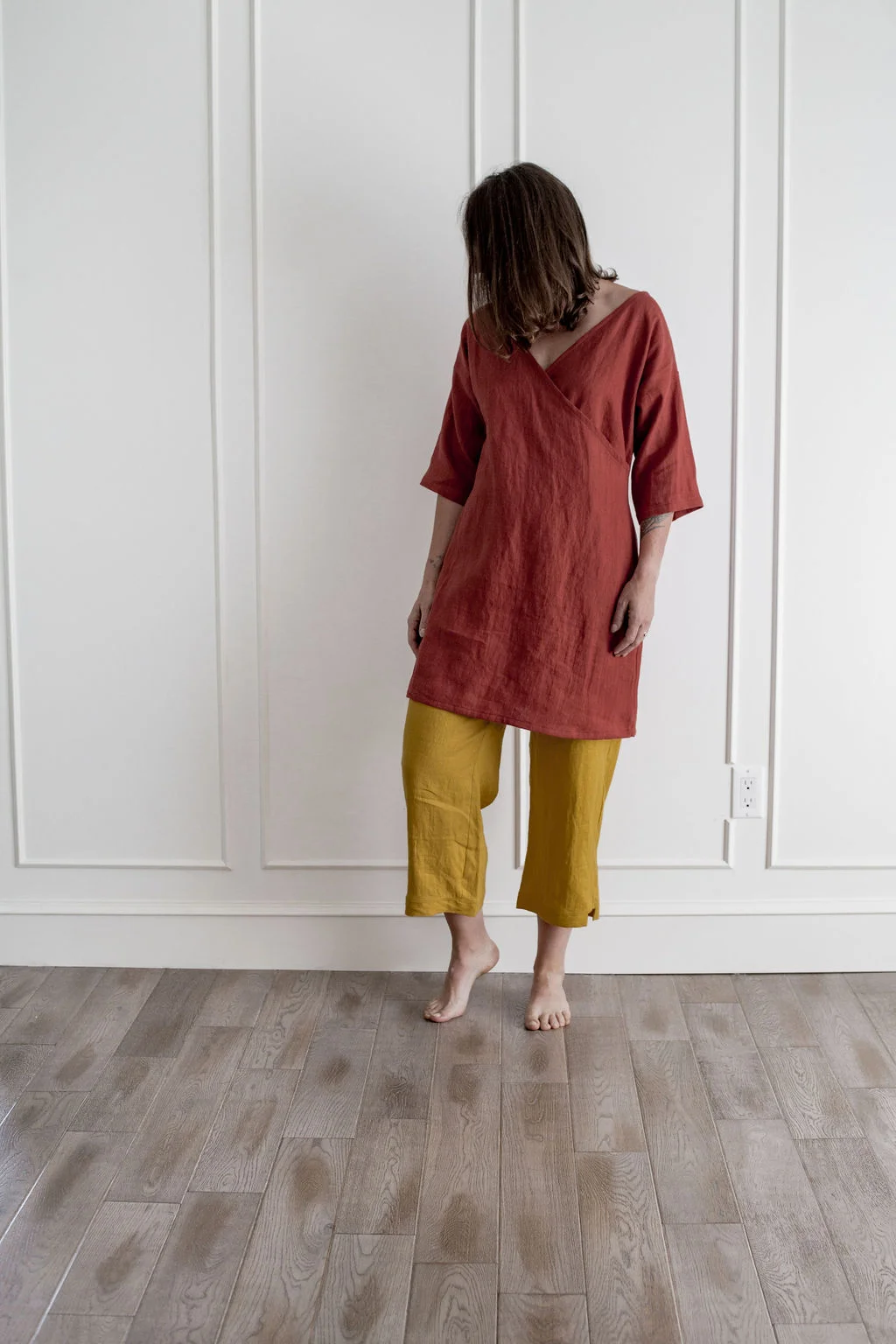 Salma 3/4 Sleeve Dress/Tunic - Brick