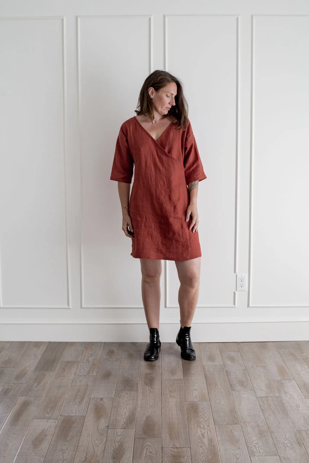 Salma 3/4 Sleeve Dress/Tunic - Brick