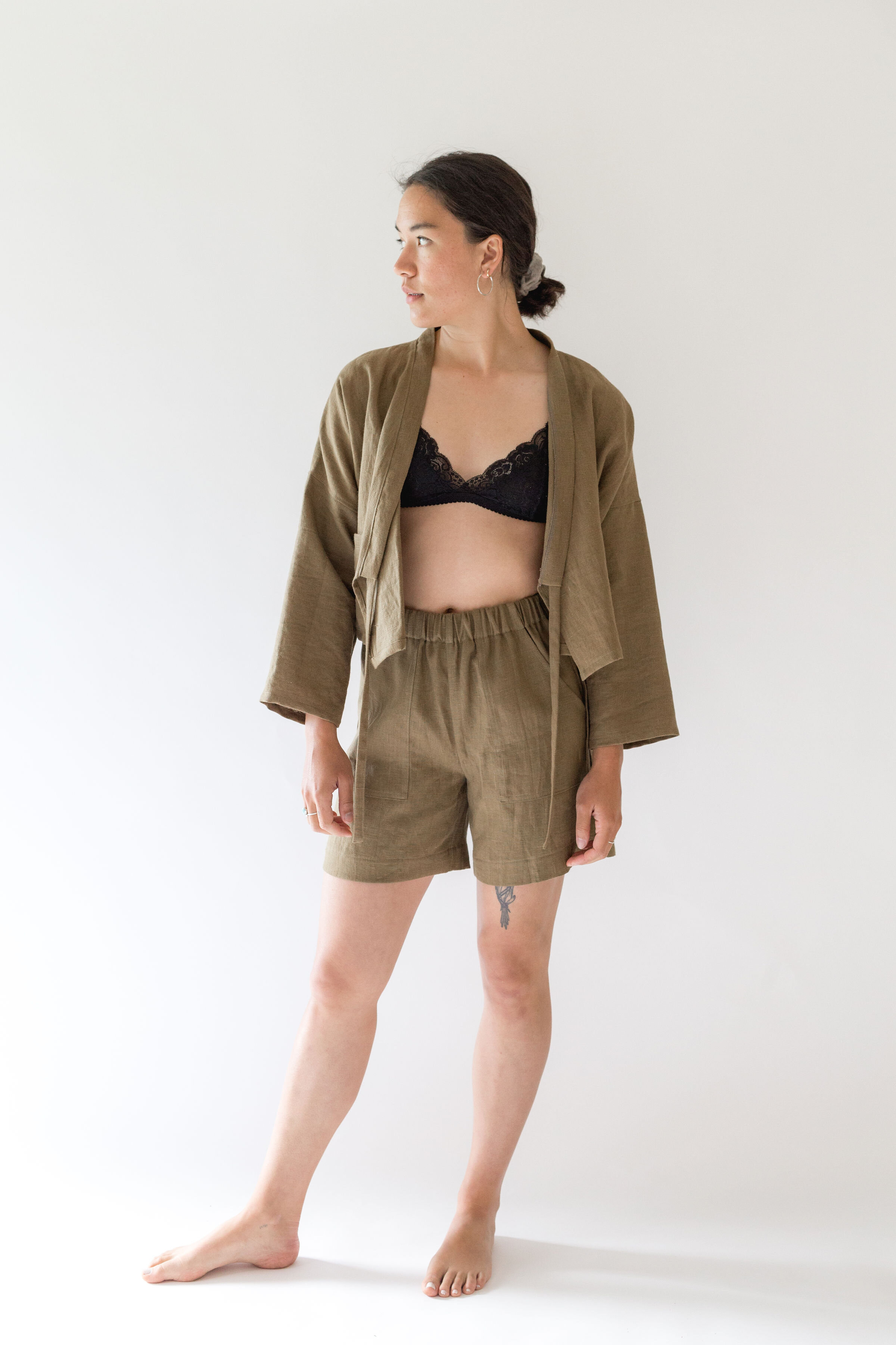 Stephanie shorts in Dark Moss, Sue wrap top in Dark Moss copy.jpg