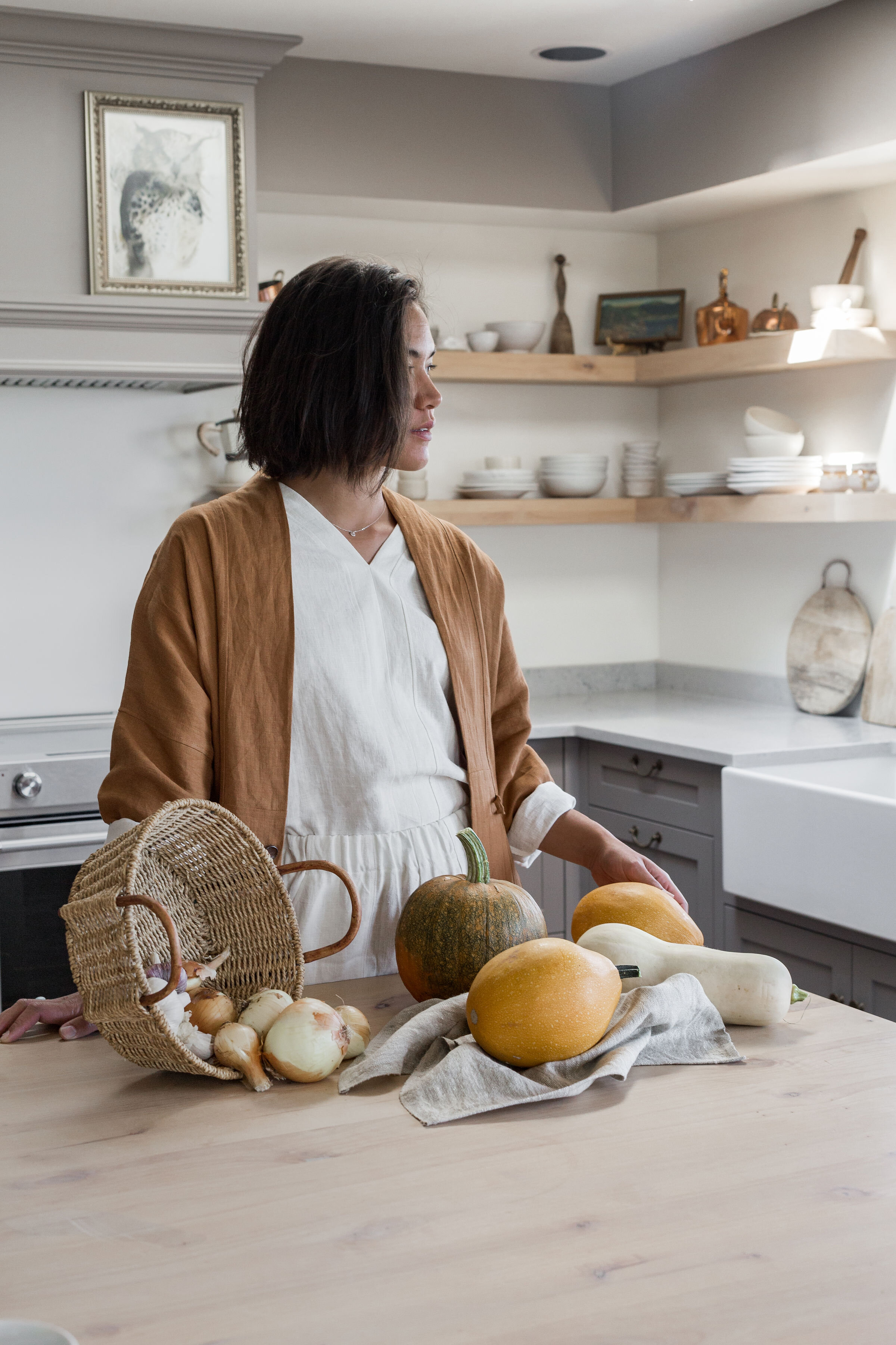 Kim long jacket with tea towel natural kitchen copy.jpg