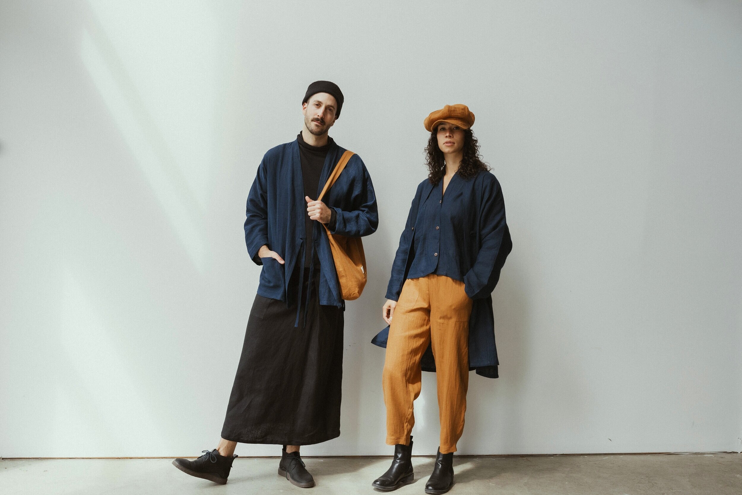 linen-outfits-men-women-skirt-black-kimono-navy-pants-tote-rust.jpg