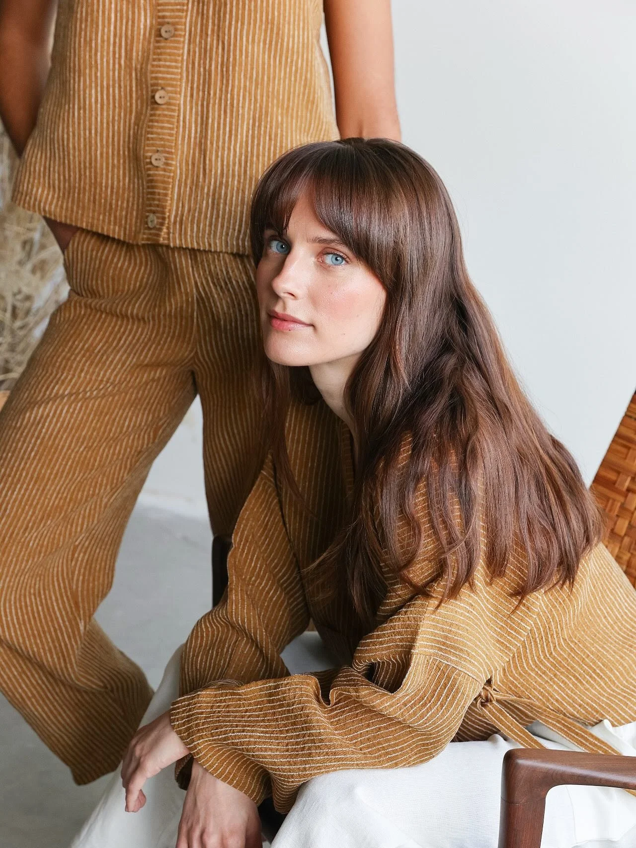 Sue wrap top in the new  Ginger fabric.
The Ginger fabric is all about texture. It has soft, layered lines that remind me of wind patterns in the desert, subtle movement, light and shadow. I love the feel of this fabric, and it&rsquo;s a pleasure to 