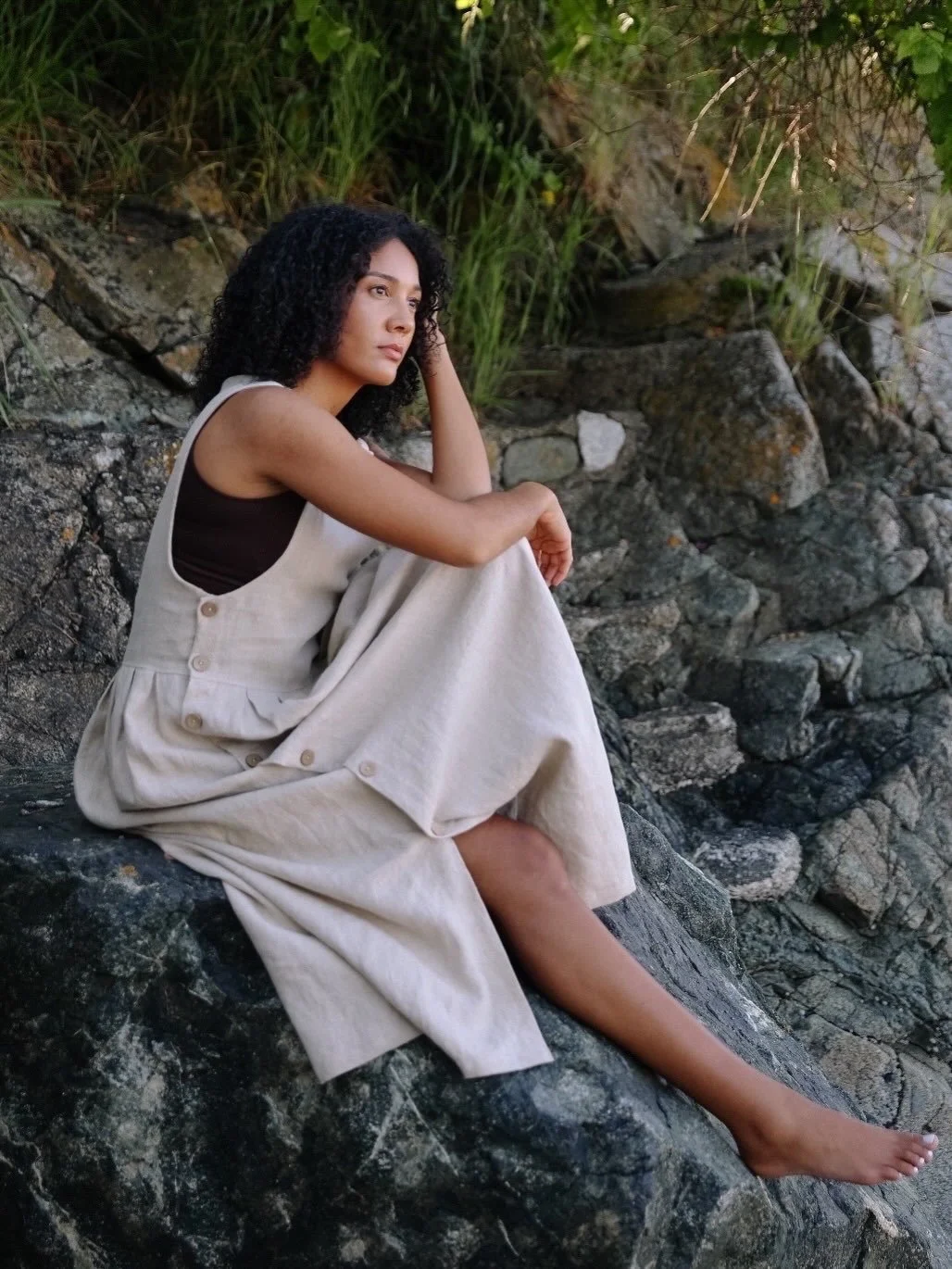 Every detail of the Michaela Linen Dress holds a little piece of the journey. I went through so many ideas and design changes before it finally felt right. I wanted to create something cool, light, and easy to wear, with every detail feeling intentio
