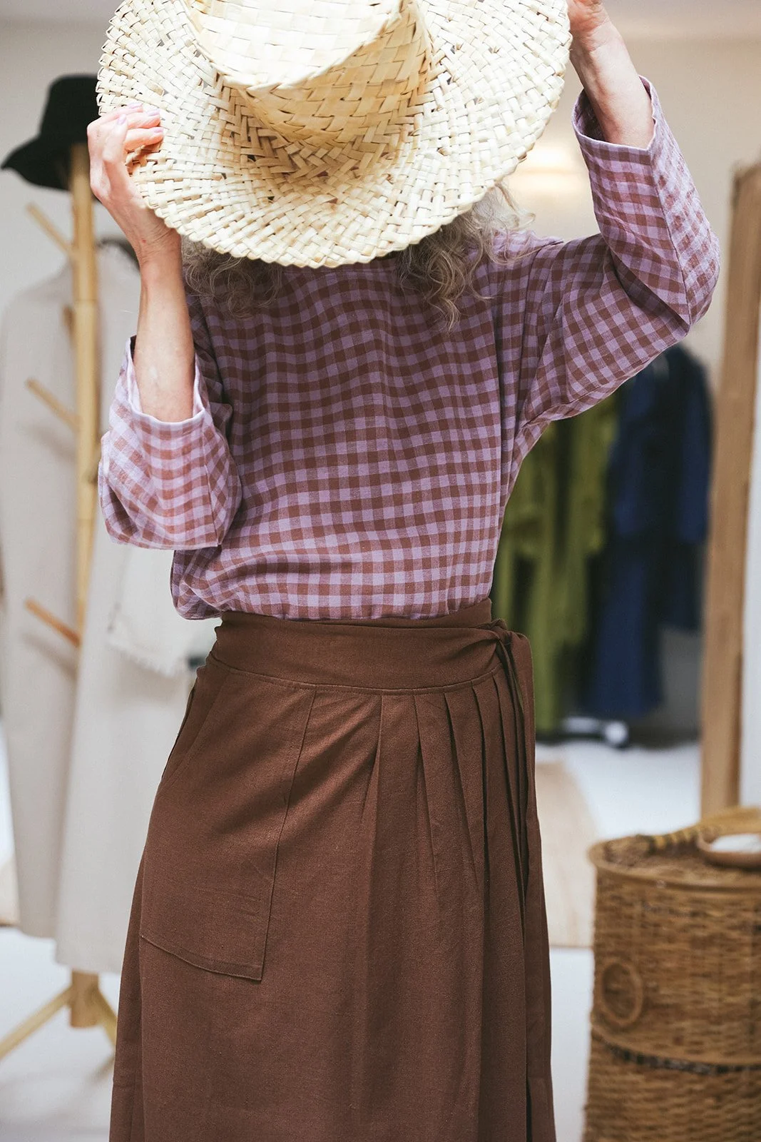 Nomi-designs-studio-hat-linen-top-cocoa-wrap-skirt.jpg