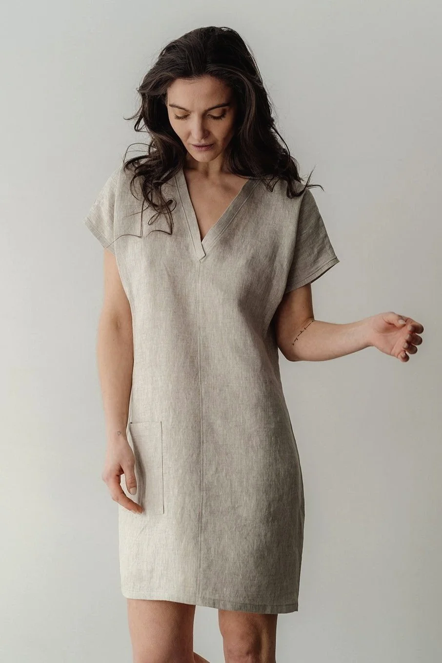 Hayley Short-Sleeve Linen Dress Made in Canada — Nomi Designs