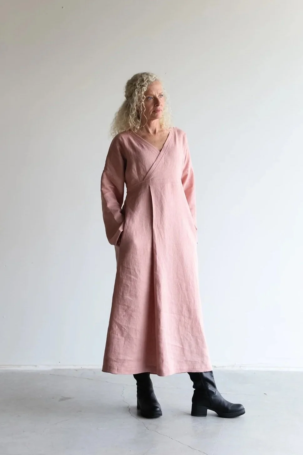 long sleeve linen maxi dress Gillian Pink Pink / S a formal gathering Belize Linen Maxi Dress Pink
