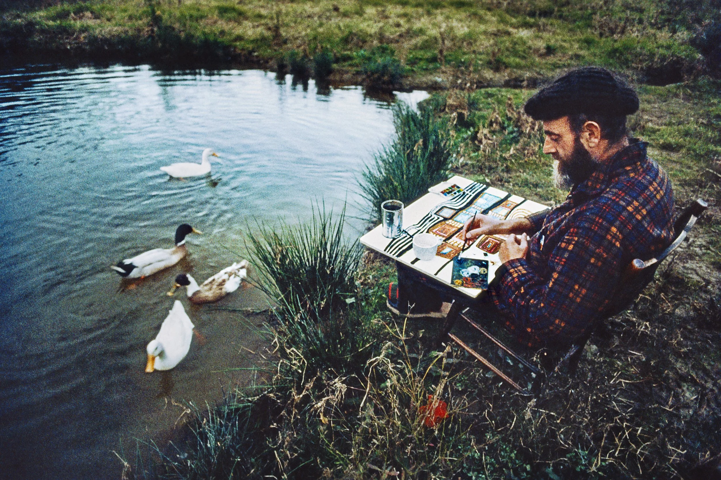 Hundertwasser Paints by His Pond