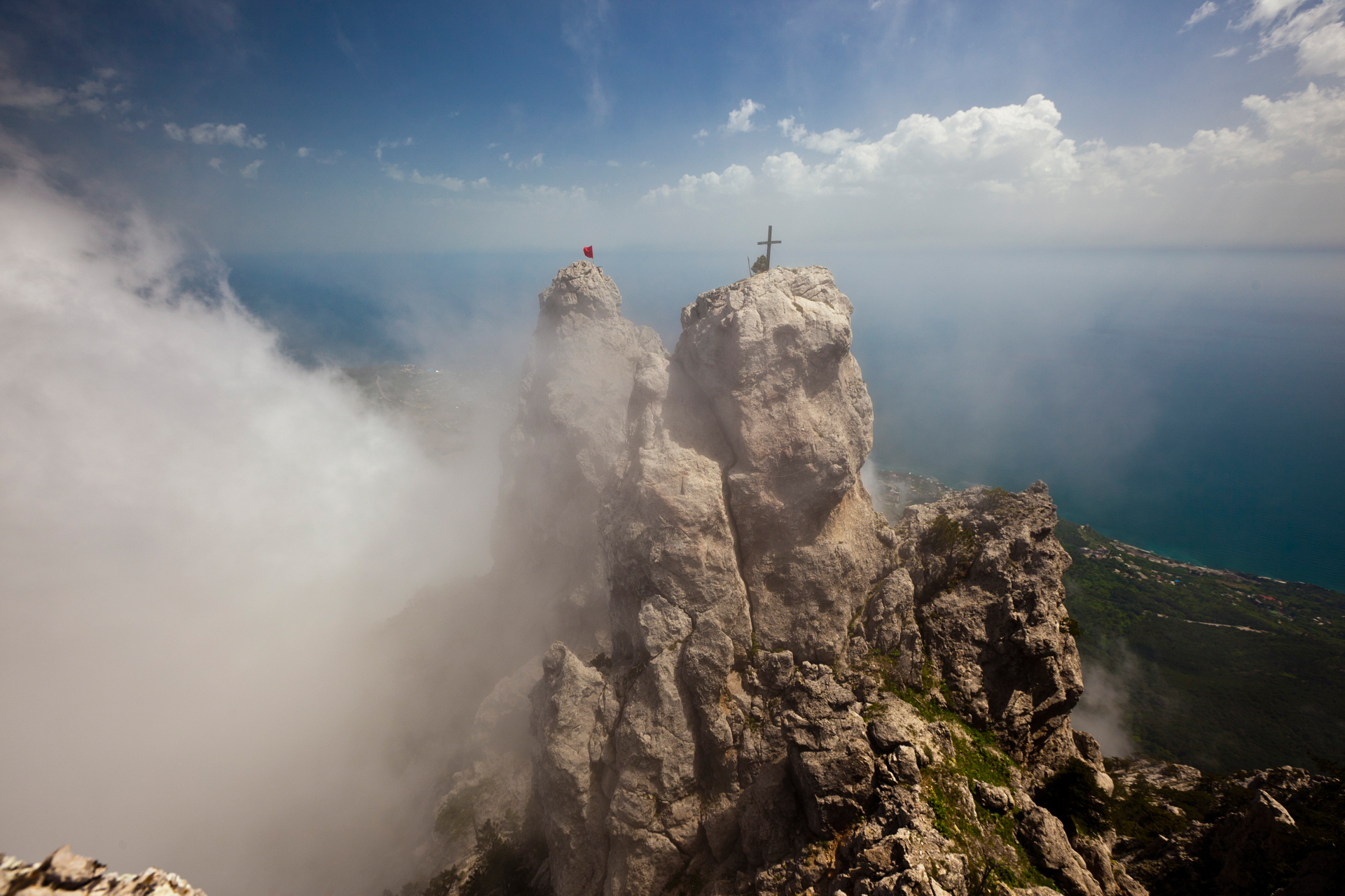  At 1,234m, Ai-Petri is not the highest mountain in Crimea. But it's certainly one of the most spectacular, with its sparkling white limestone peak and its jagged `teeth’.  Miskhor, Crimea  