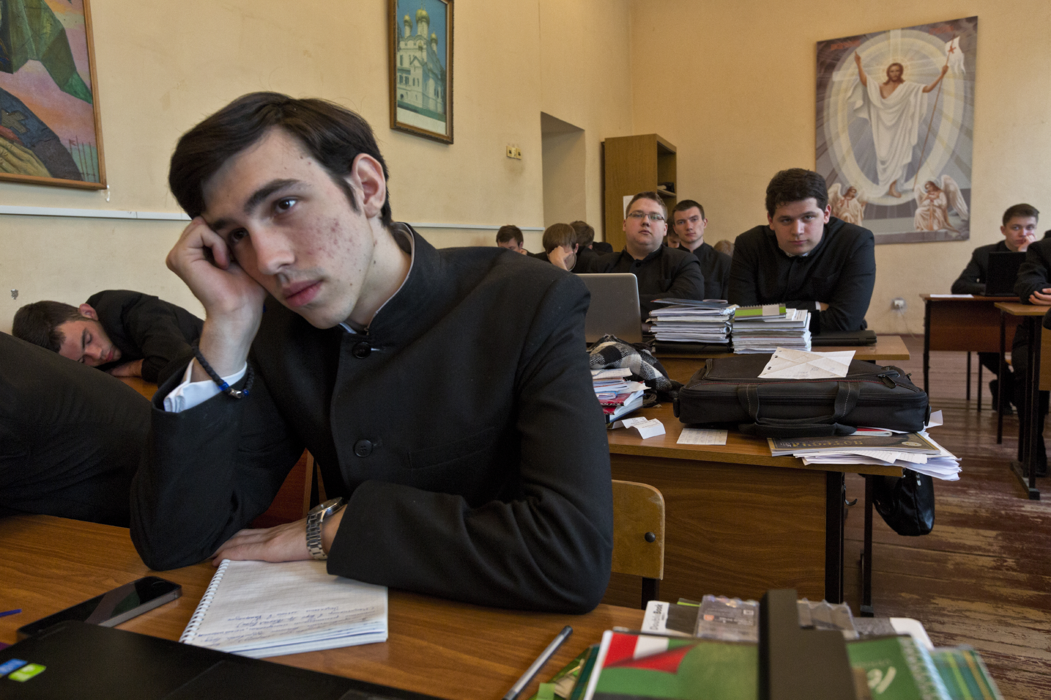  Seminary students at Moscow Theological Academy in Sergiyev Posad study the New Testament, liturgical music, icon painting, and other subjects. Brutally repressed by the communists, the Russian Orthodox Church has seen a resurgence under Putin, who 