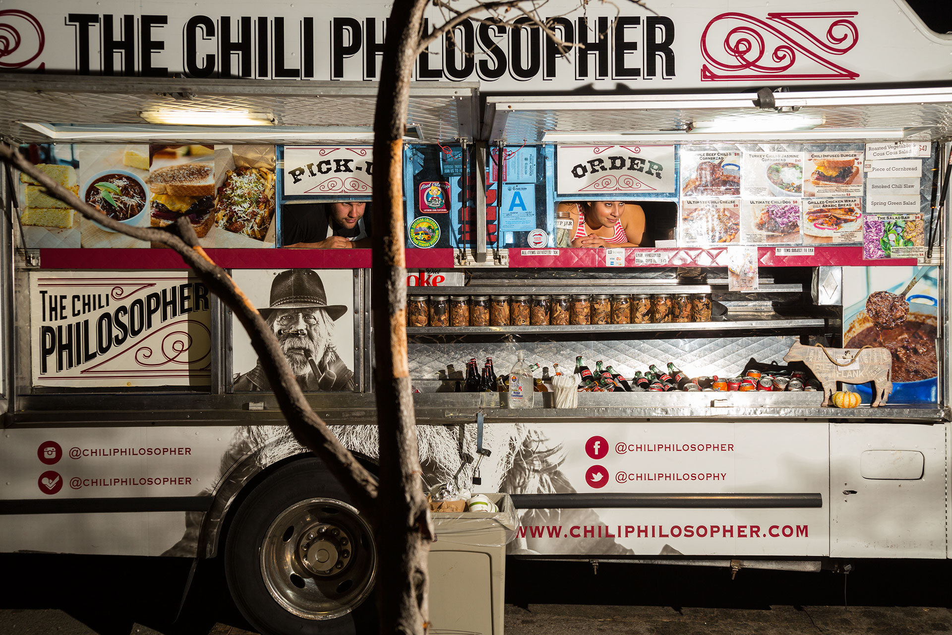 Down-home dishes meet high-end, locally sourced ingredients in the Chili Philosopher’s food. A strong brand identity and an aggressive social media strategy are essential to differentiate trucks in an increasingly crowded marketplace.  Los Angeles, 