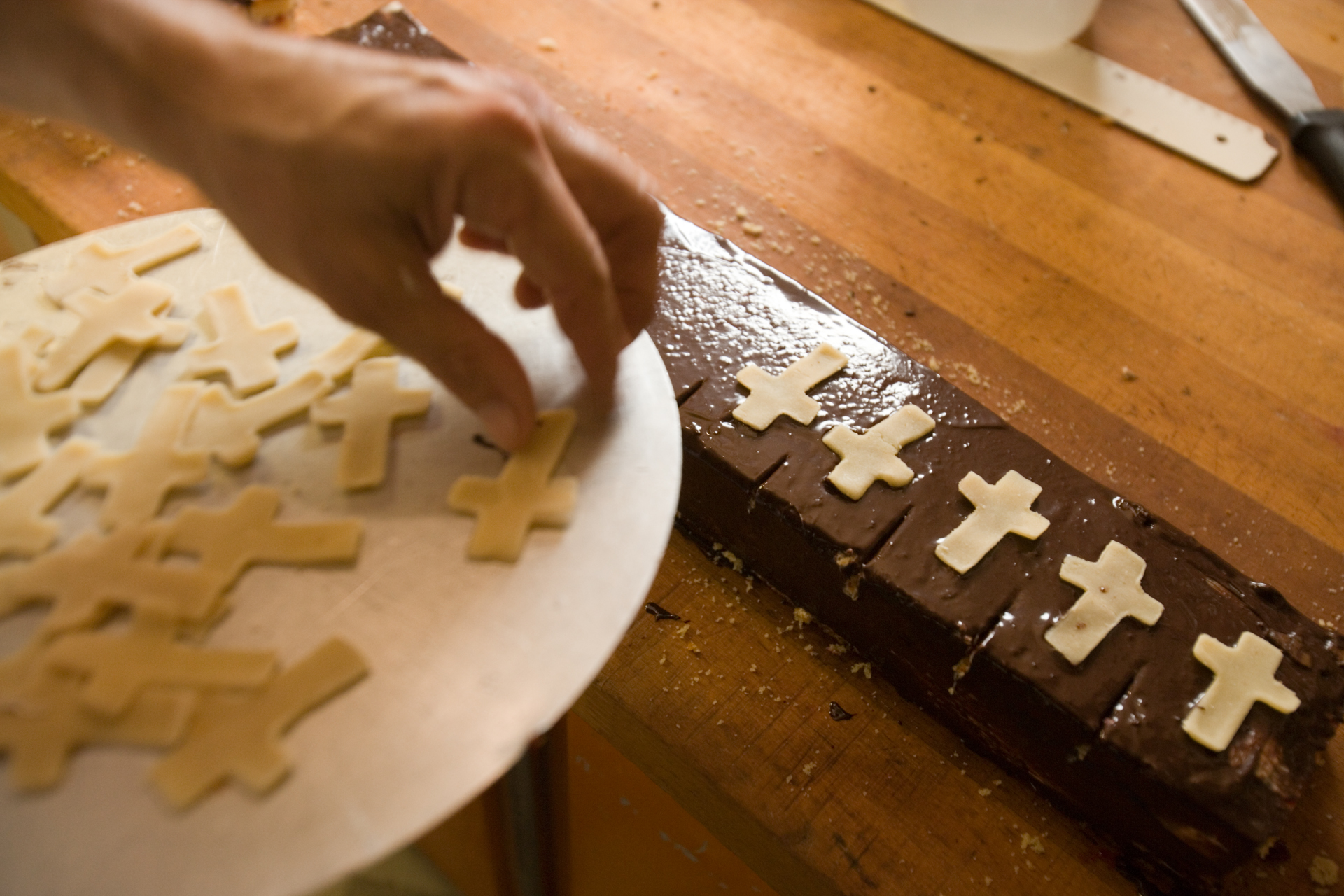  Marktl’s bakers were quick to make Vatican bread, miter-shaped cookies, and a chocolate glazed pastry layered with marzipan (a Pope Benedict favorite), topped with a marzipan cross.  Marktl, Germany  