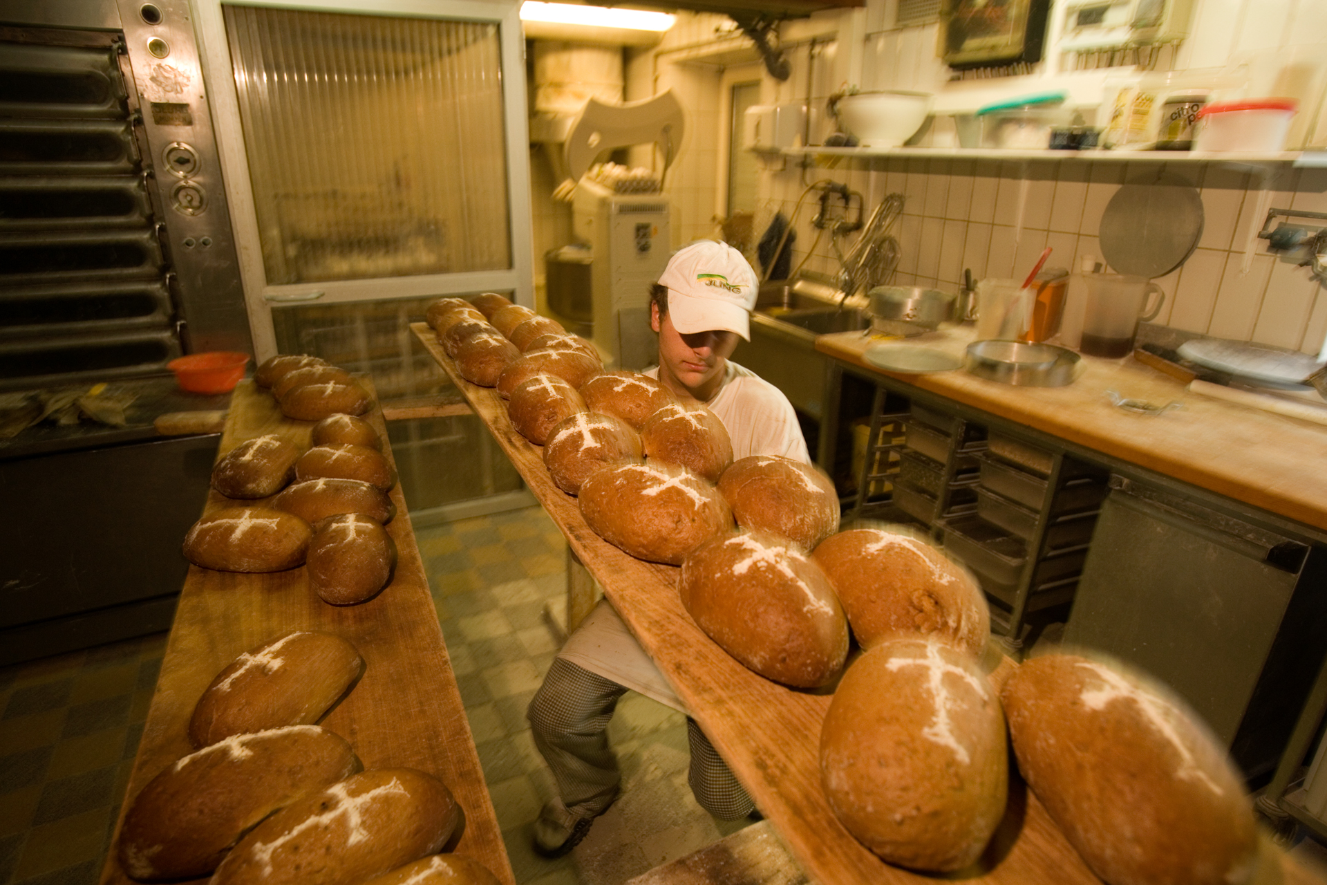  Local bakers, quick to recognize Ratzinger's brief residency in Marktl as a lucrative commercial opportunity, now make Vatican bread, among other things.  Marktl, Germany  