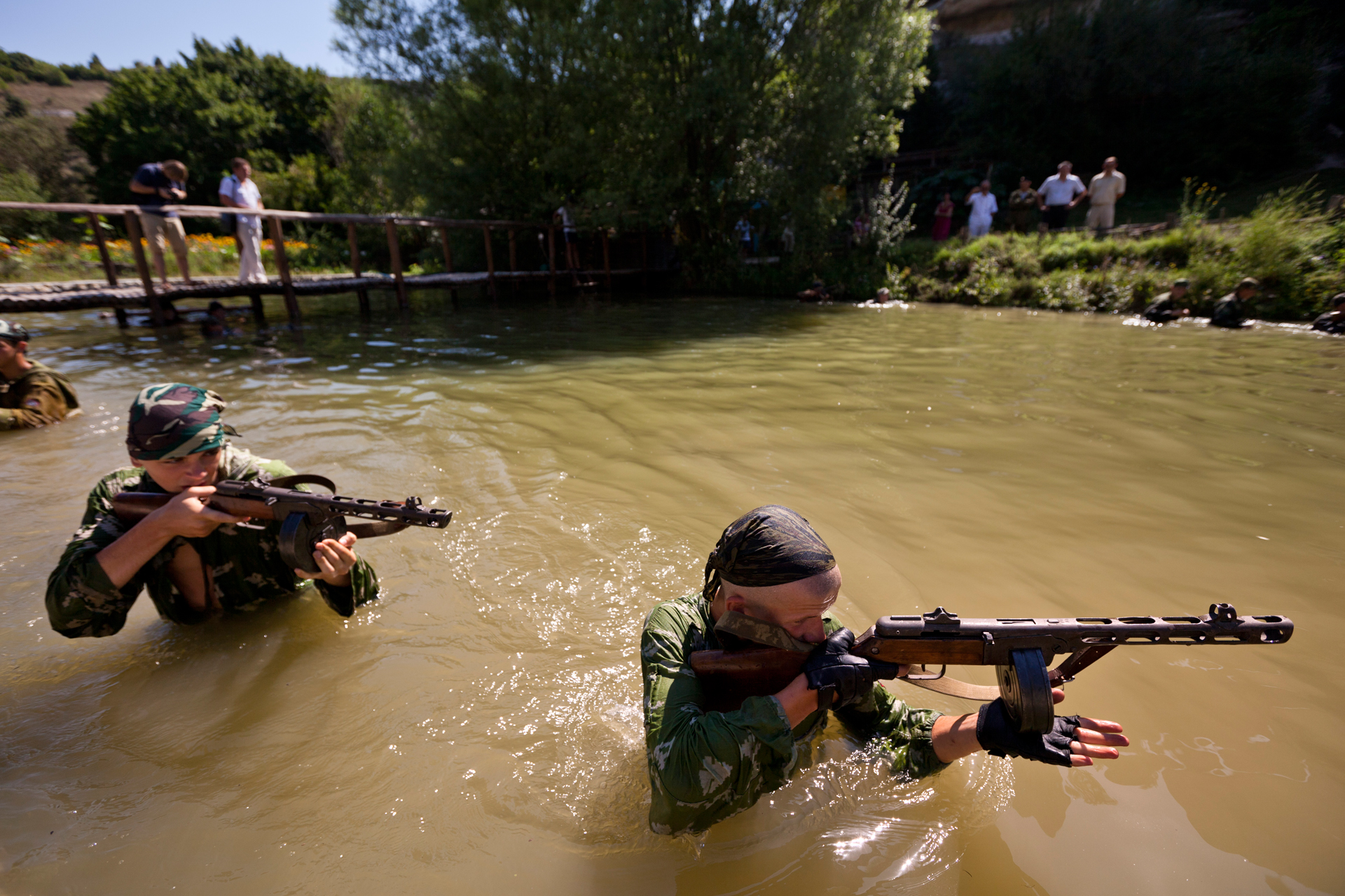  Drills for the youngsters even include crossing through water with firearms.  Eski-Kermen Region, Crimea  