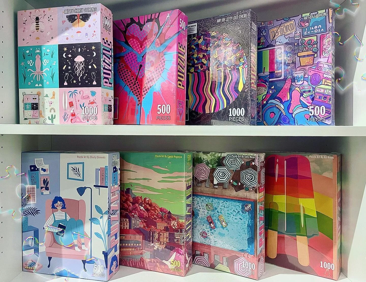Some of our faves for summer puzzle time 🧩☀️ what puzzle are you working on right now? 

#summertime #artwork #posters #wallart #artist #artistdesigned #cute #summervibes #kessco #deboredpuzzles