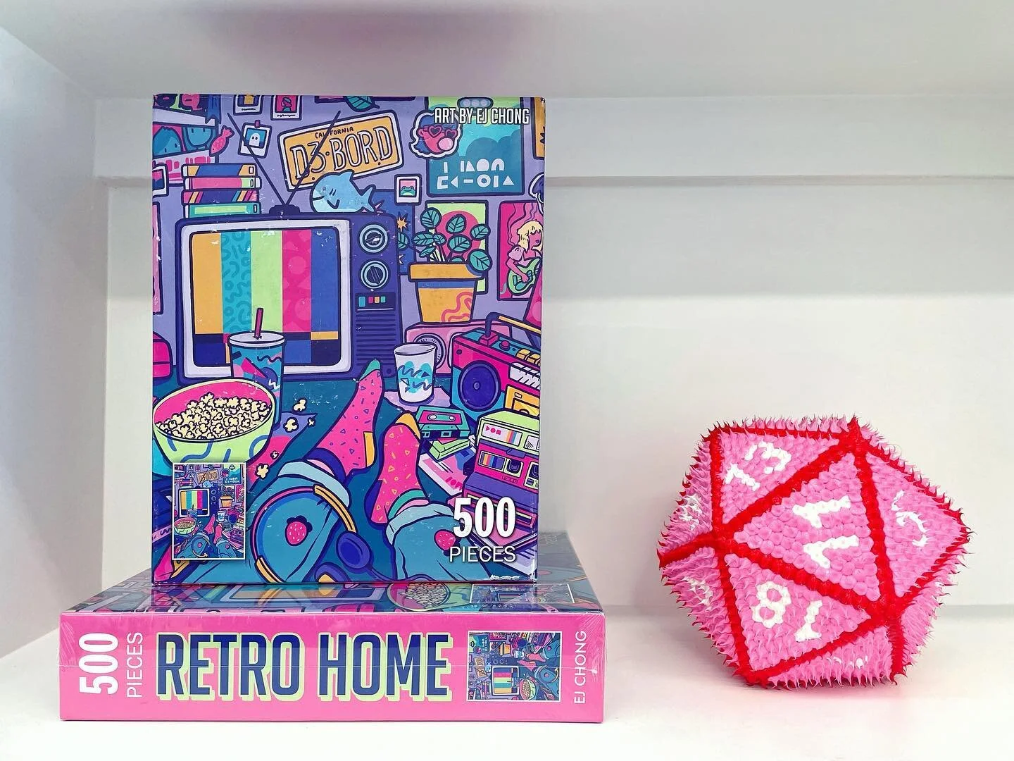 Retro Home 💖 a fan favorite design! Whats your favorite thing about this puzzle art? ⠀
⠀
#puzzles #puzzlertime #puzzler #puzzling #colorful #artwork #artists #designer #posters #art #vaporwave #retro #puzzlelover #colorful #cute #purple #illustratio