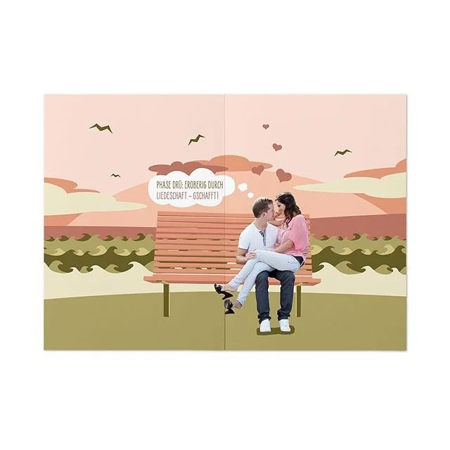 (Part 3)
For the Hubers Wedding Card,🤵🏼👰🏻❤️ we created a short comic story about the couple. Fresh, diffrent and funny. 😊 The couple was inspired by the movie: How to lose a guy in 10 Days, so they wanted to mix there Story with this movie. 😎 #