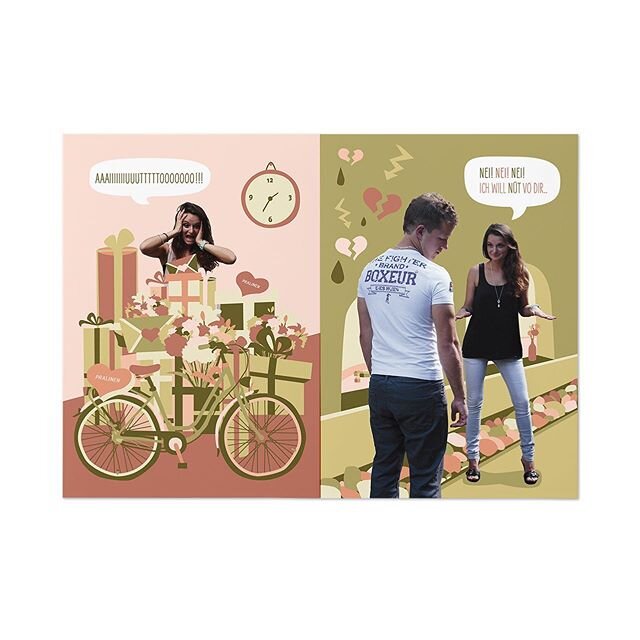 (Part 2)
For the Hubers Wedding Card,🤵🏼👰🏻❤️ we created a short comic story about the couple. Fresh, diffrent and funny. 😊 The couple was inspired by the movie: How to lose a guy in 10 Days, so they wanted to mix there Story with this movie. 😎 #