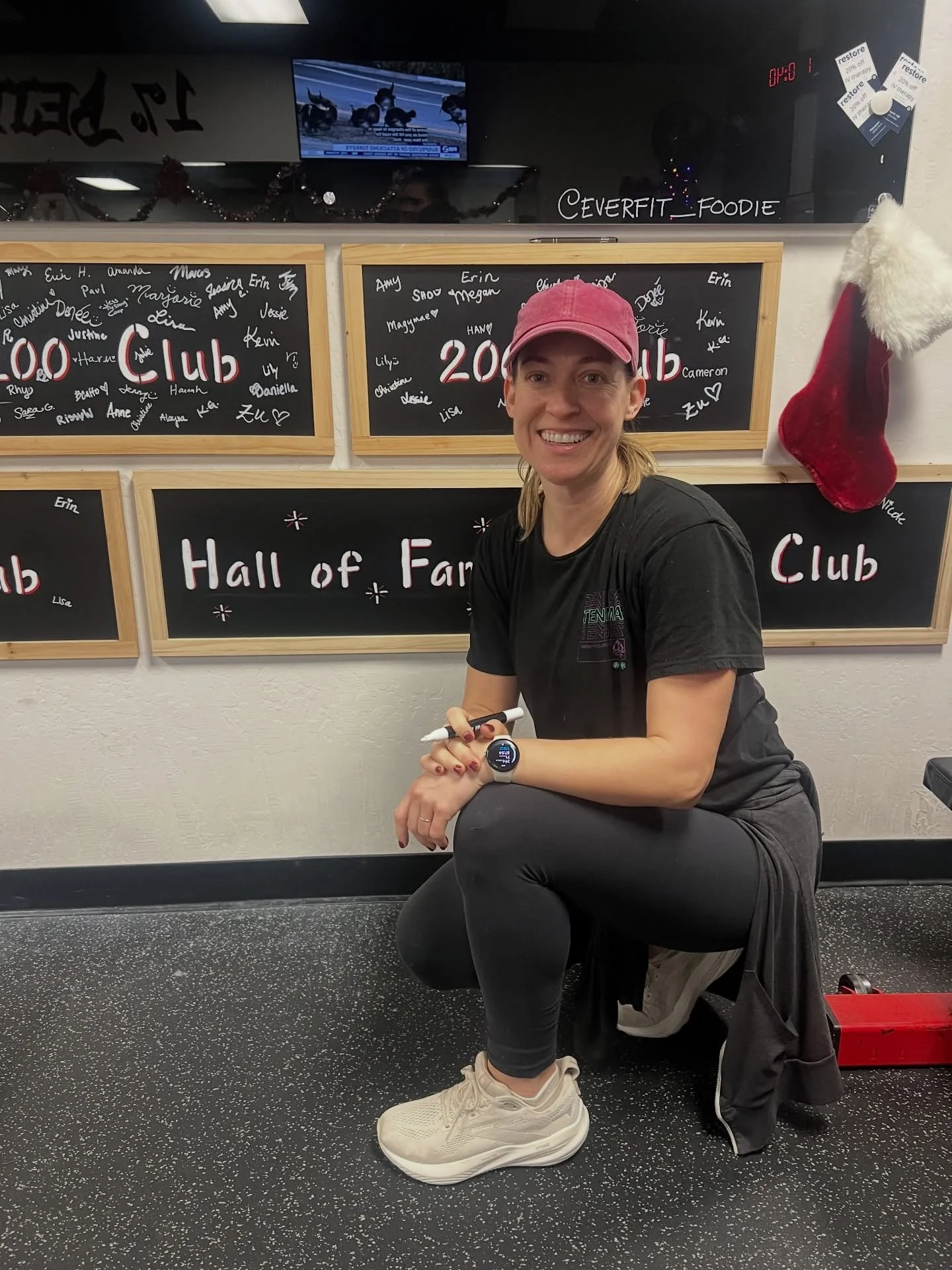 Welcome to the 200 club board Christine! ☑️

Congratulations on hitting your 1 year anniversary and 200 classes&hellip;.. what a way to finish 2025! 🙏👏🏻👊

We appreciate you and love seeing your kids 1/2 asleep on couch when husband is away 🤣 

#