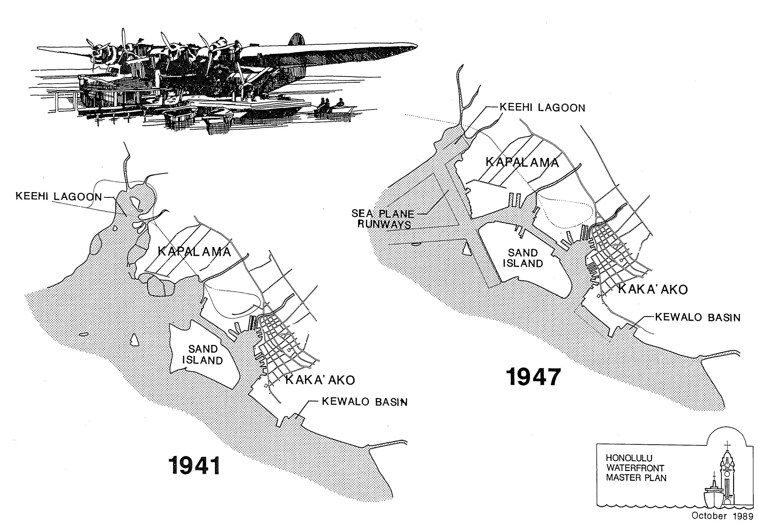Development of the harbor. Source: Honolulu Waterfront Master Plan 1989.