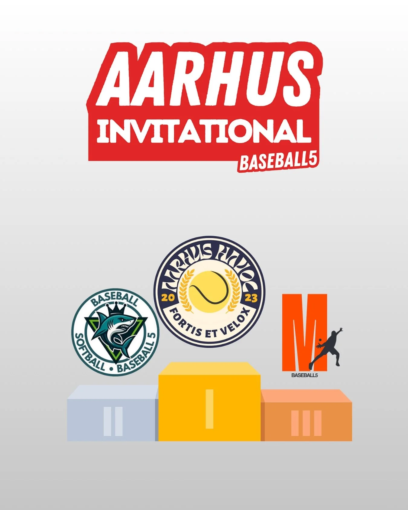 Thanks to everyone who was a part of the first edition of the annual Aarhus Invitational. Great games of high level! Here’s the podium from the tournament 🏆🏆🏆
If you missed the games, you can watch them all on the @baseball5_denmark YouTube