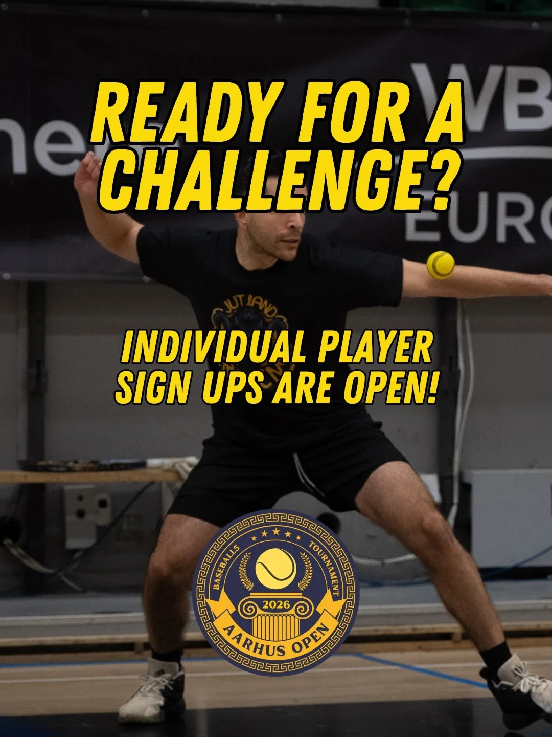Are you ready to challenge yourself this year?
On Saturday the Aarhus Open Baseball5 tournament will be played at &ldquo;Stadionhallen&rdquo; from 12:00-18:00. Already 4 teams have signed up, but we hope to involve even more teams and players!

There
