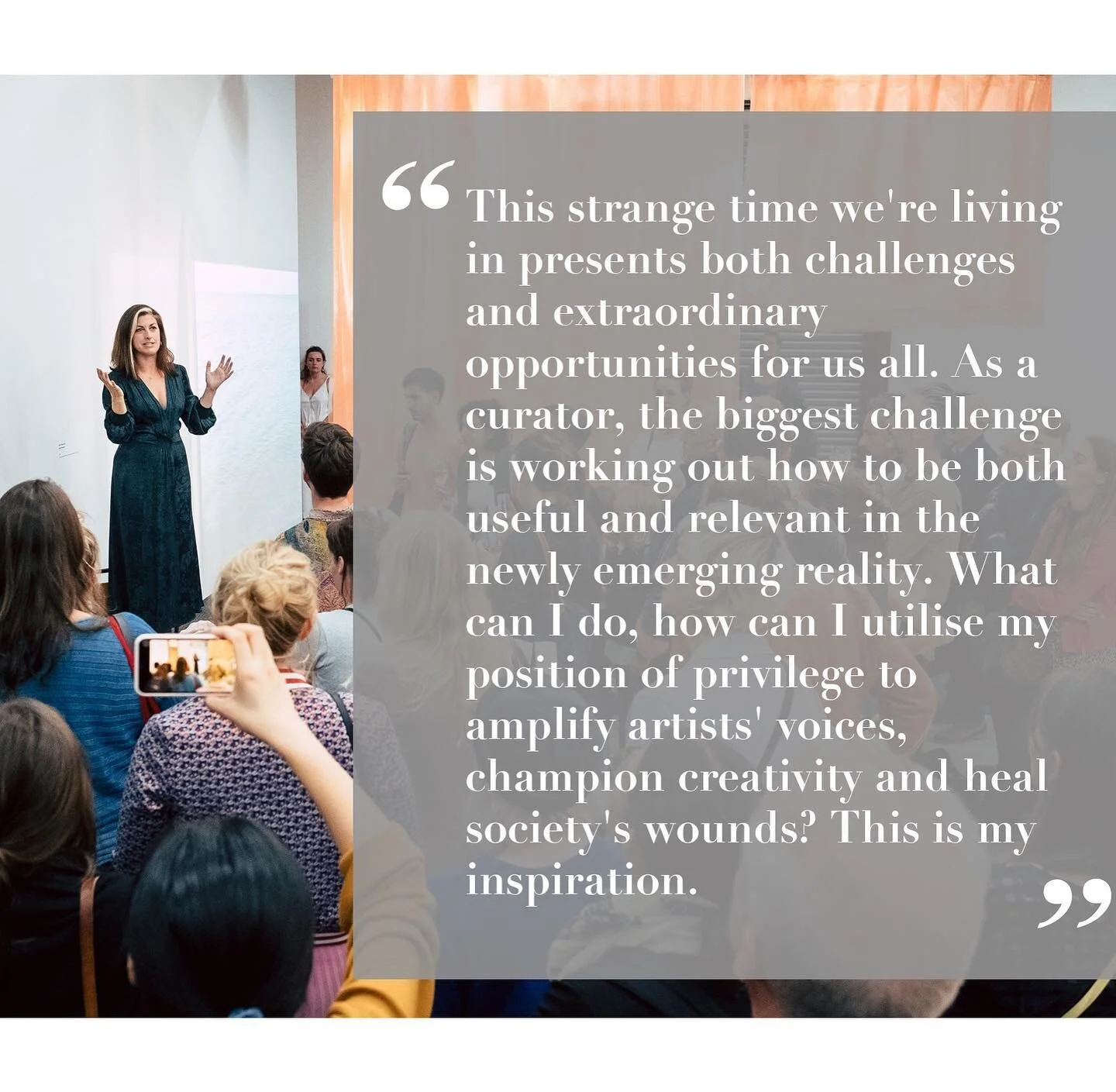 Happy Saturday! We are starting off the weekend with a #quote from our curator of Perfectionism IV exhibit, Becca Pelly-Fry on what inspires her #supportingartists #curator #inspiration 

Please visit our online exhibition this weekend! Link in bio.
