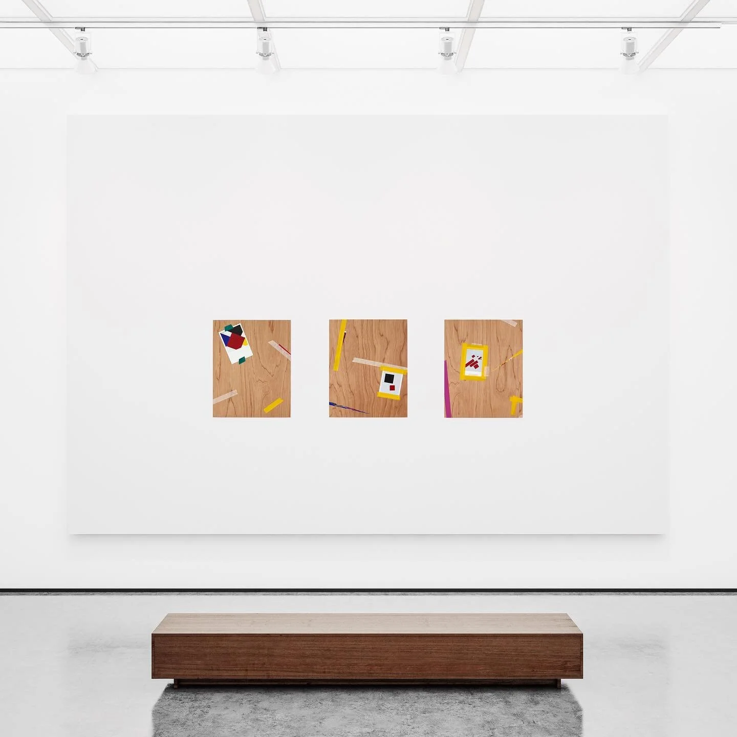 Installation view of Alastair Gordon&rsquo;s works (left to right) 

He Dreams of Being An Honest Coward, 2019, oil and acrylic on wood, 50 cm x 40 cm, 20 in x 16 in 

Righteousness and Bliss Shall Kiss One Another, 2017, oil and acrylic on wood, 50 