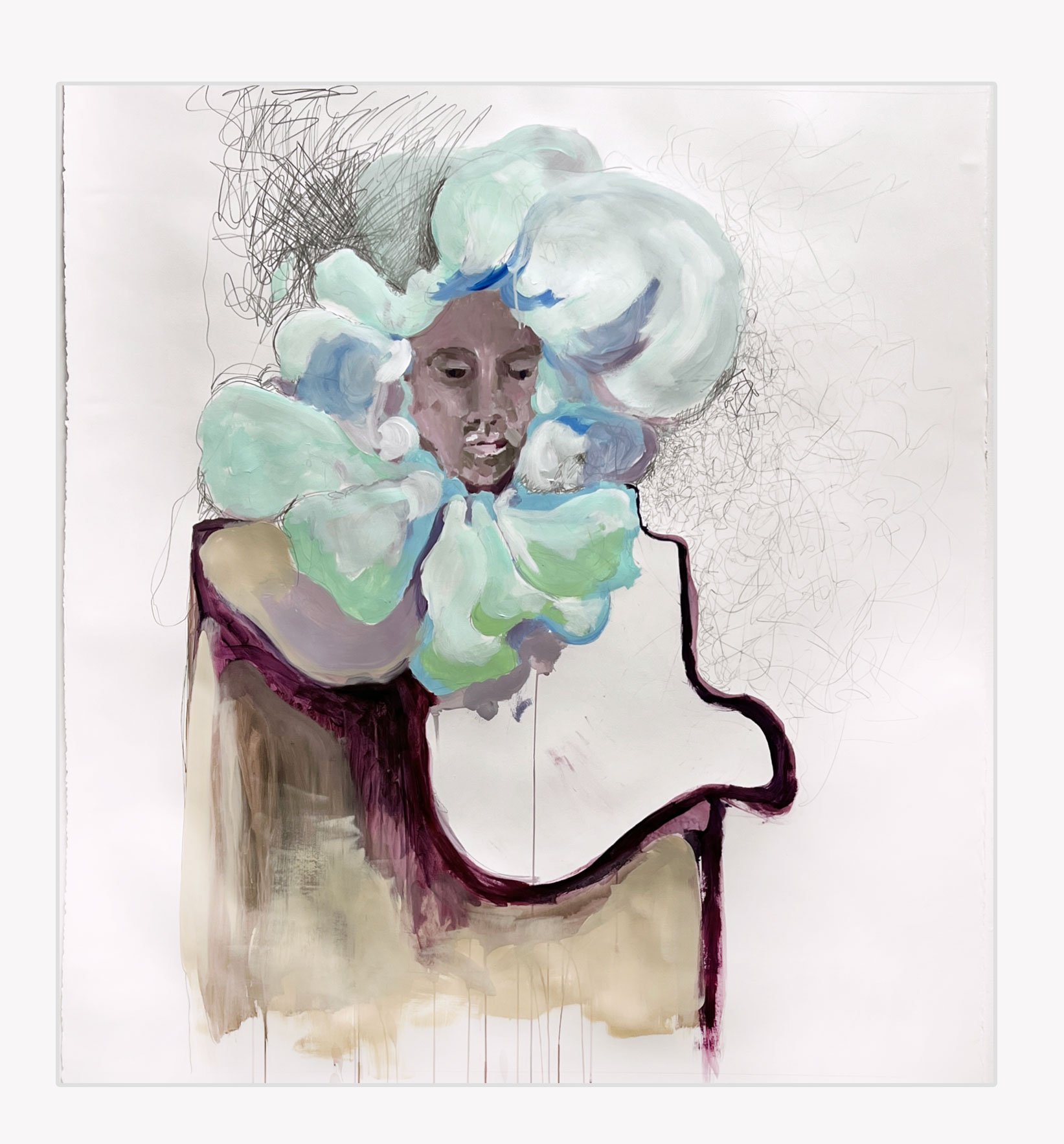   Flower Head , Kristi Head 2022. Acrylic and graphite on paper, 65 x 66 inches. 