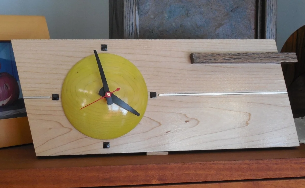 Mid-century Modern solar dial desk, mantle clock
