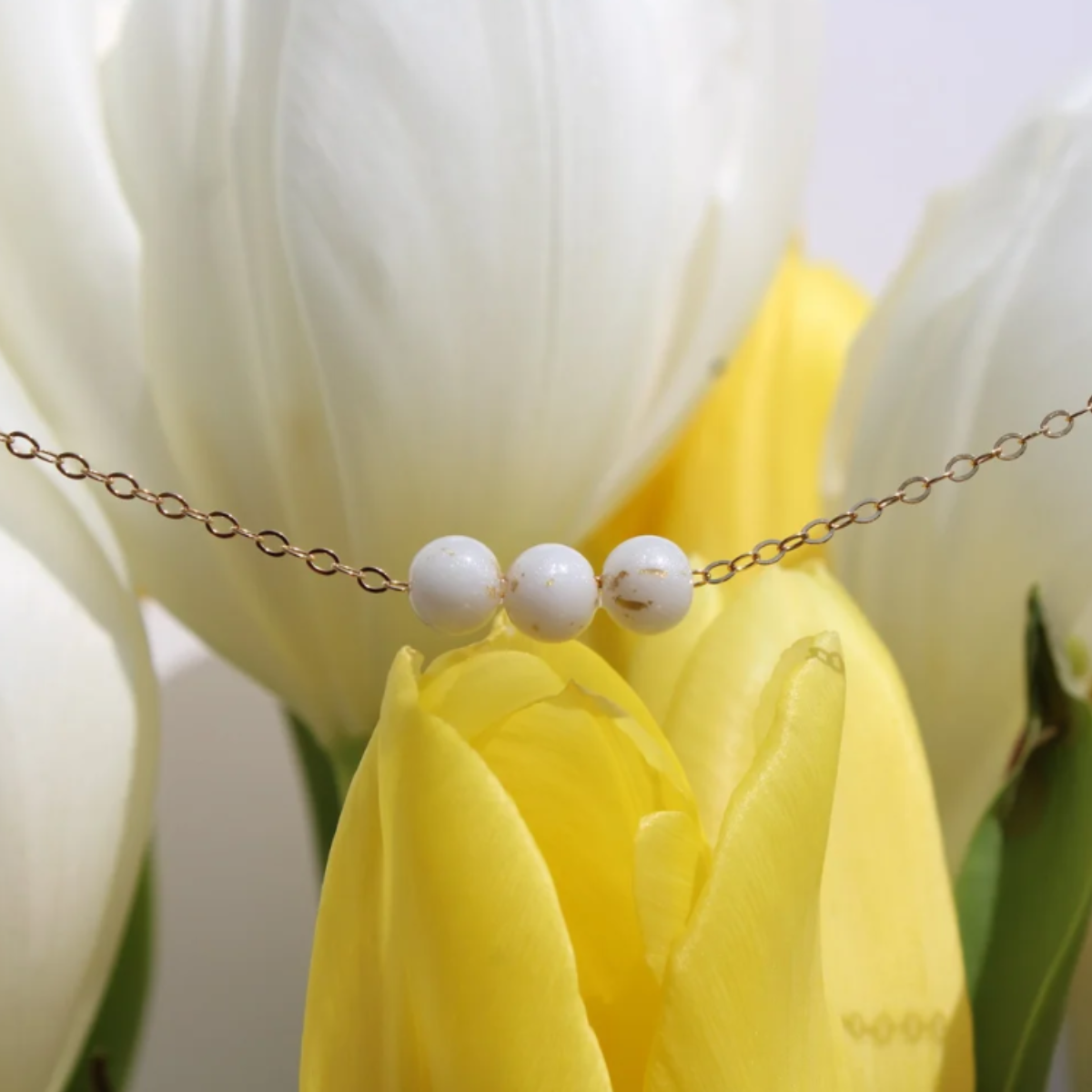 Yellow Gold Petite Pearl Choker with 3 pearls