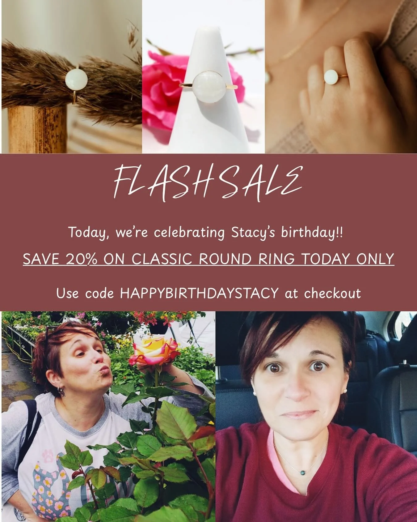 ✨✨FLASH SALE✨✨
Today, we&rsquo;re celebrating Stacy&rsquo;s birthday!! 

When our team members have a birthday, we invite all of you to celebrate with us by offering a discount on their favorite piece of jewelry! &nbsp;This is the deepest discount we