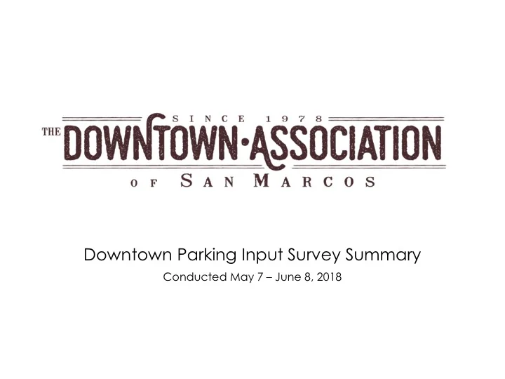 DTA Parking Survey Results