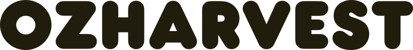 OzHarvest logo in black, a partnership between St.Skin and OzHarvest.