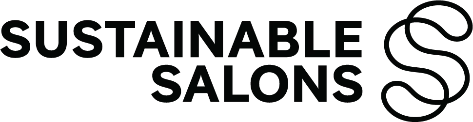 Sustainable Salons logo in black, partnership between St. Skin and Sustainable Salons.