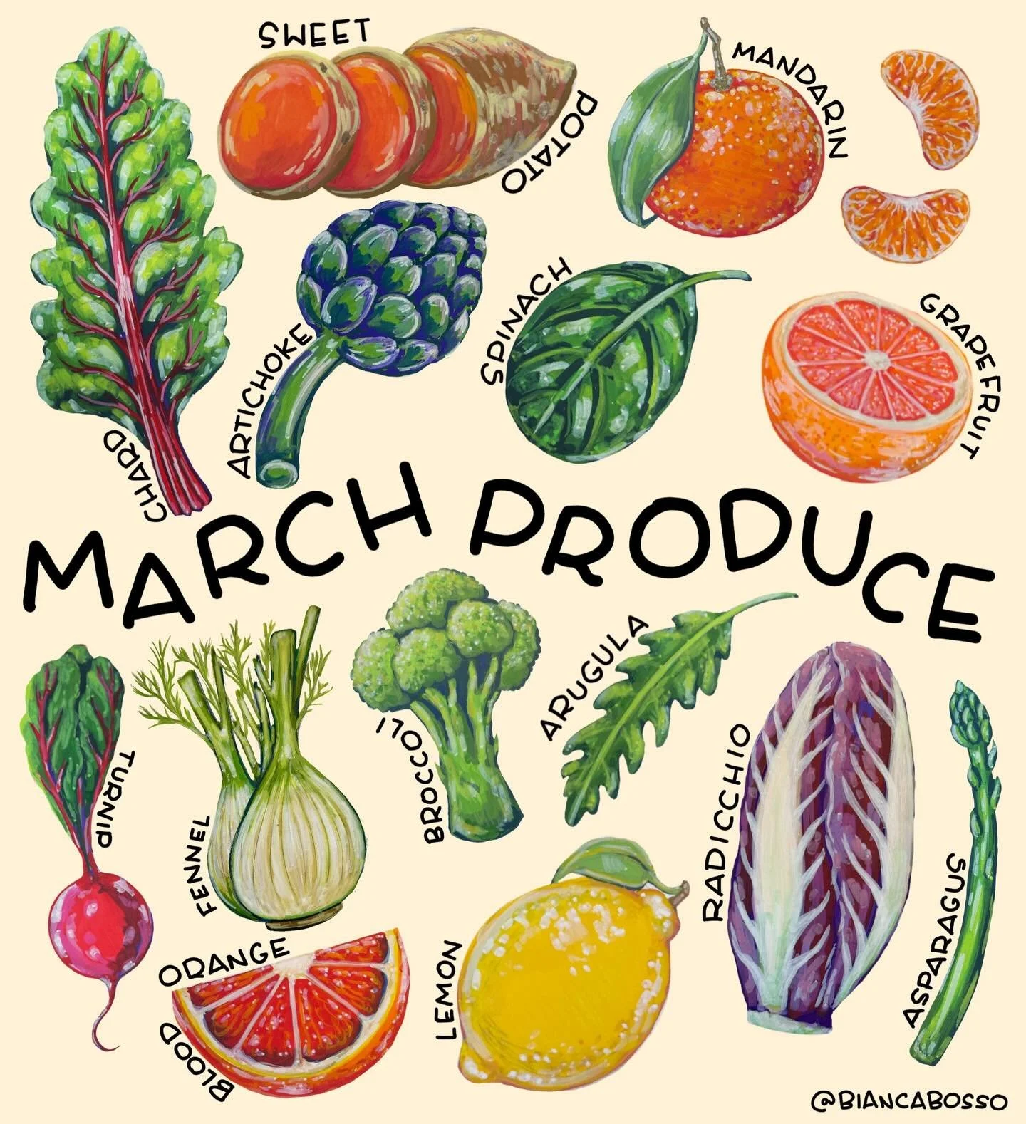 Happy March! Somehow February disappeared in the blink of an eye. Here&rsquo;s my March produce guide, based on what&rsquo;s in season across much of the northern hemisphere and what we should be cooking with this month. 

Late winter is still holdin