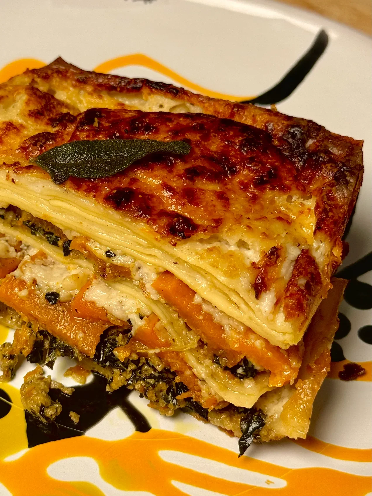 Pumpkin &amp; Kale Pesto Lasagne with Crispy Sage Recipe 