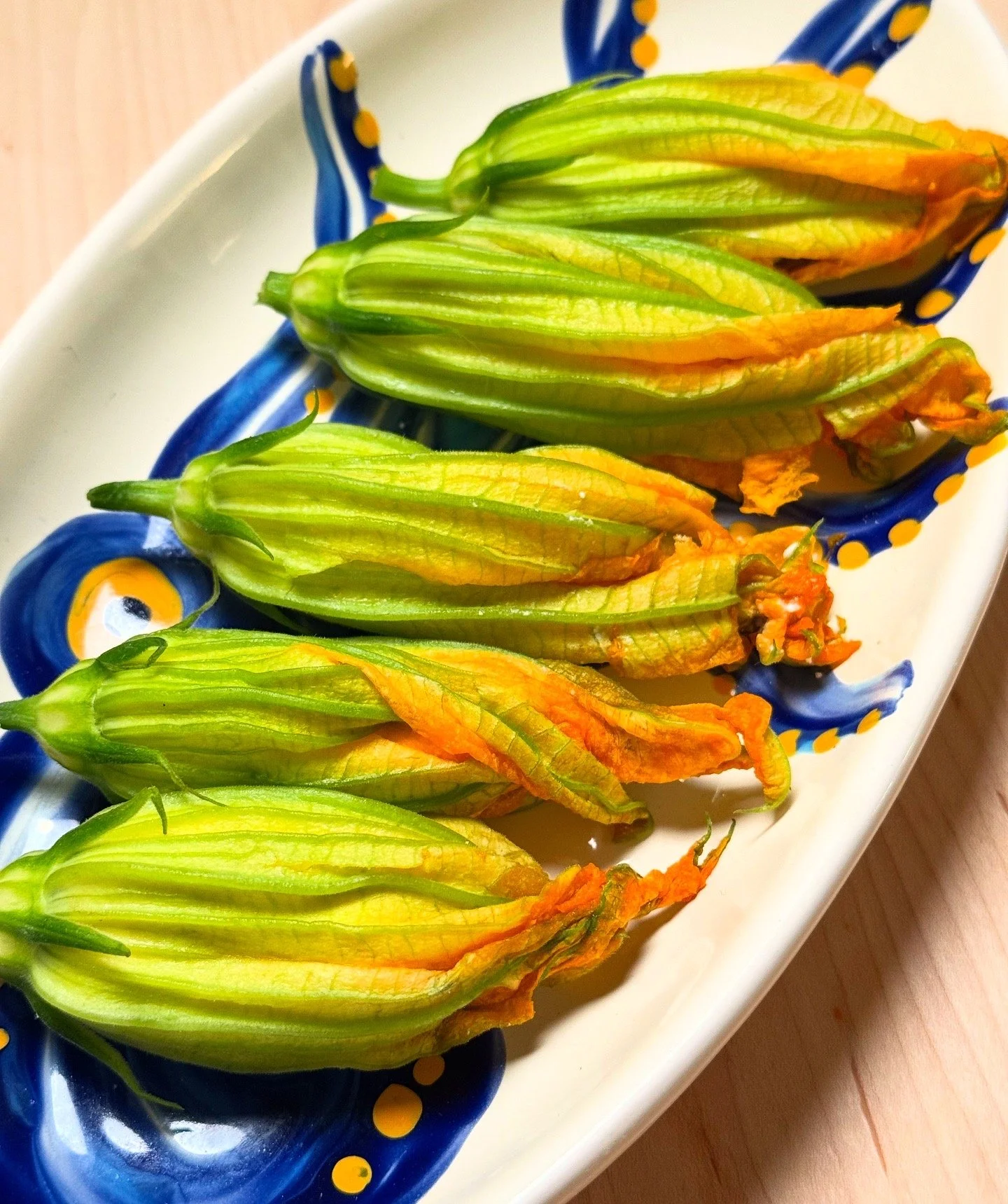 Squash Blossoms Stuffed with Ricotta and Anchovies 