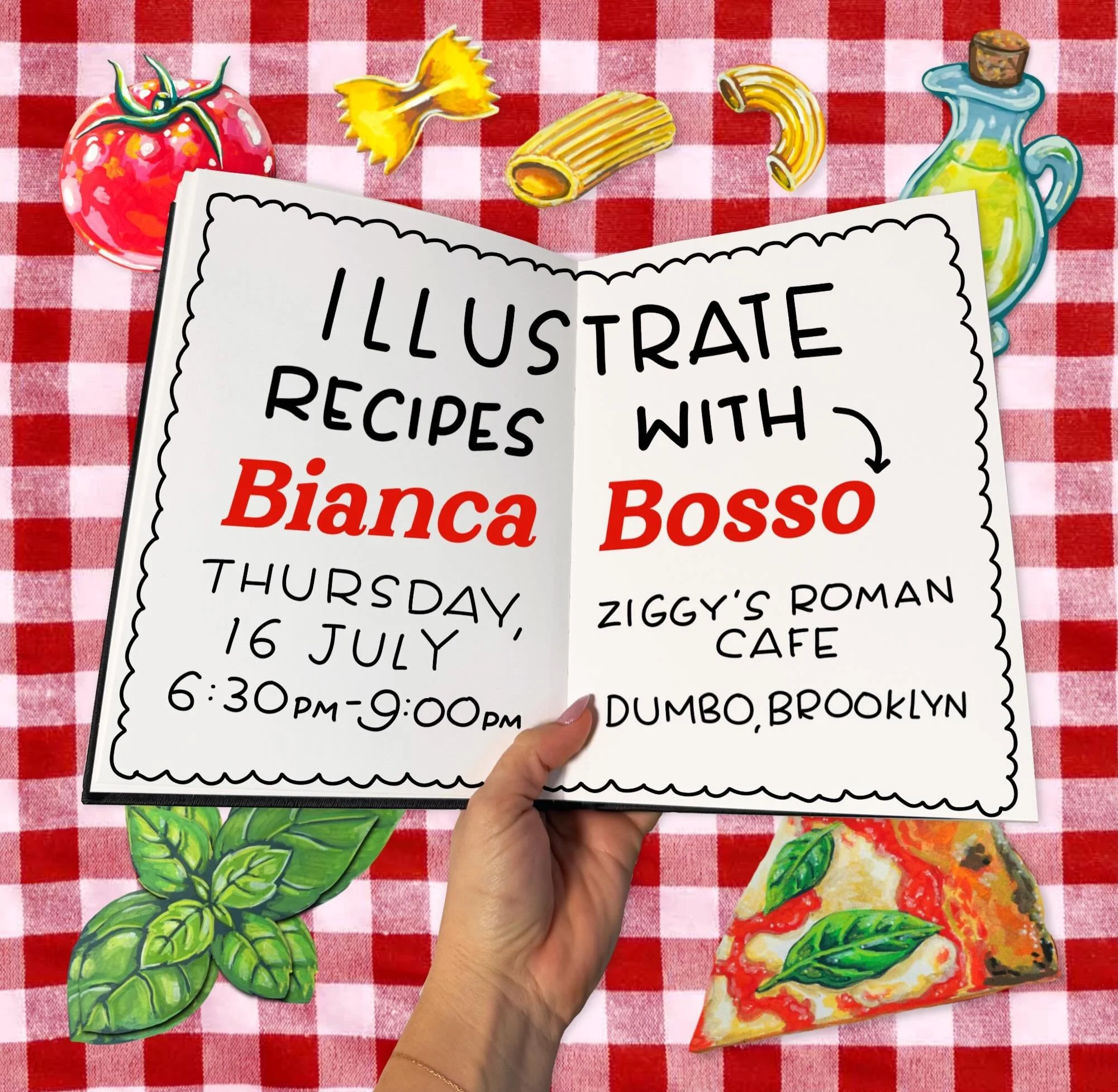 Big news! 🍅✏️ I&rsquo;m officially hosting a Cookbook Craft Airbnb Experience with @airbnbexperiences at @ziggysromancafe in Brooklyn.

Join me for delicious pizza, drinks, and an illustrated cookbook workshop where I&rsquo;ll guide you through my p
