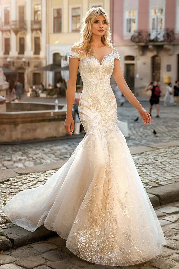 chinese dress ladies Gorgeous 3D Flower Lace Wedding Gown Sweetheart Neck Mermaid Wedding Dress AWD2022 main image 1