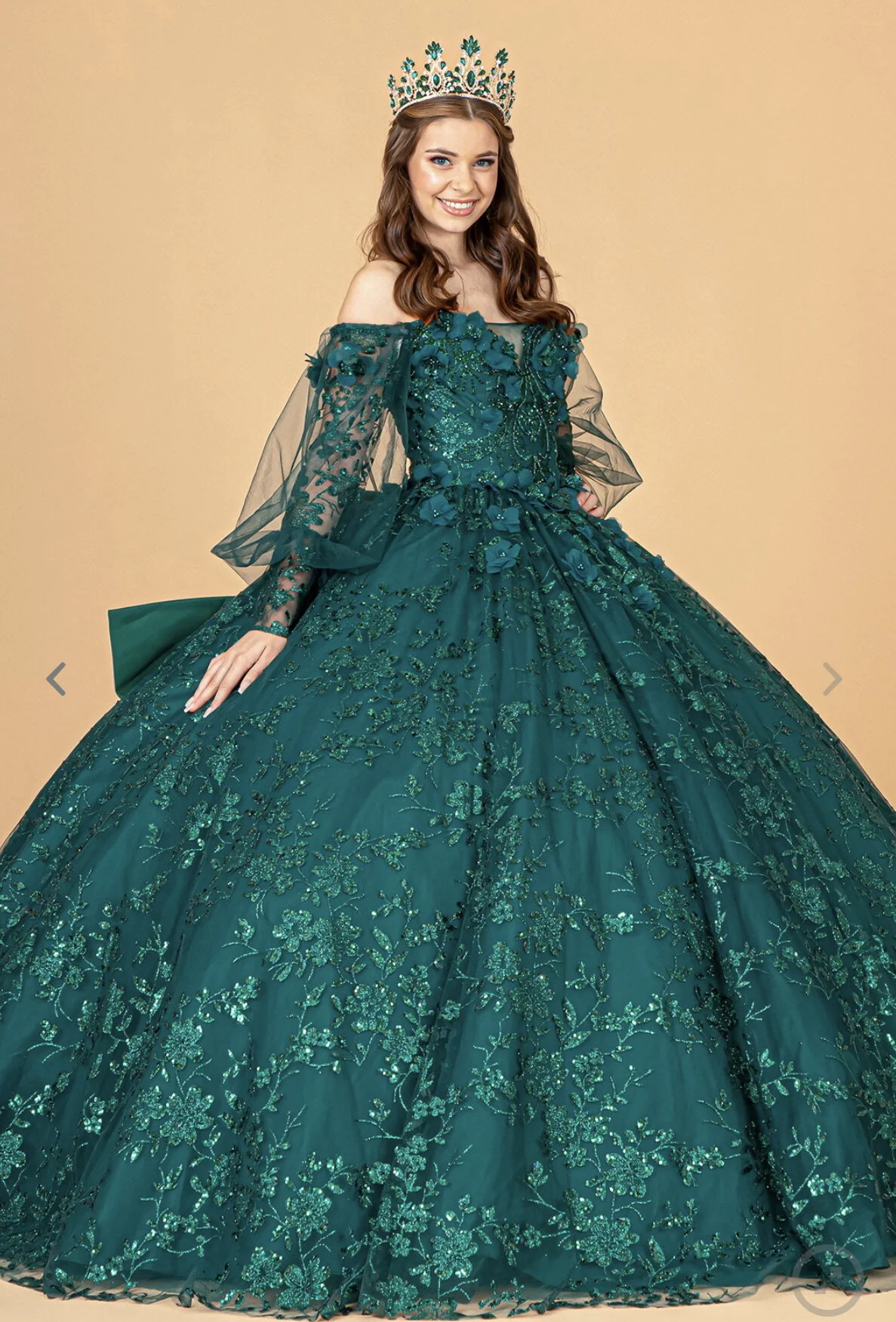 slim fit dress slacks New Emerald Green Quinceanera Dresses Sequined Off The Shoulder Sweet 16 Puffy Tulle Ball Gown Vestidos de Quinceañera main image 0