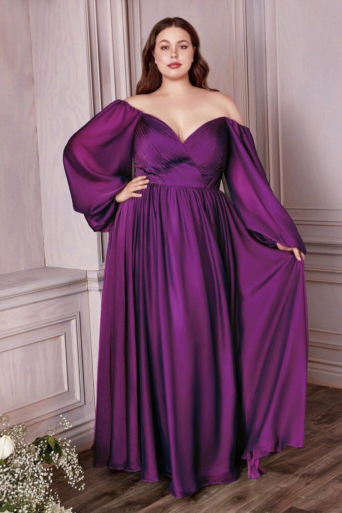 Bridesmaid Dresses Deep Purple Lace Dress CD243C LONG SLEEVE A-LINE CHIFFON  DRESS  Bettyonce's Boutique
