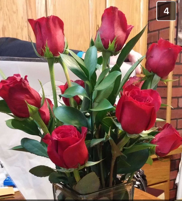 The roses he sent me! (please forgive the snapchat image)